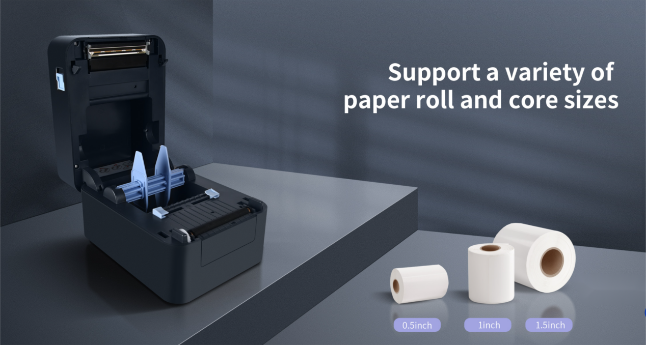 Badge label printer sp320 prend en charge les rouleaux de papier de différentes tailles.Png